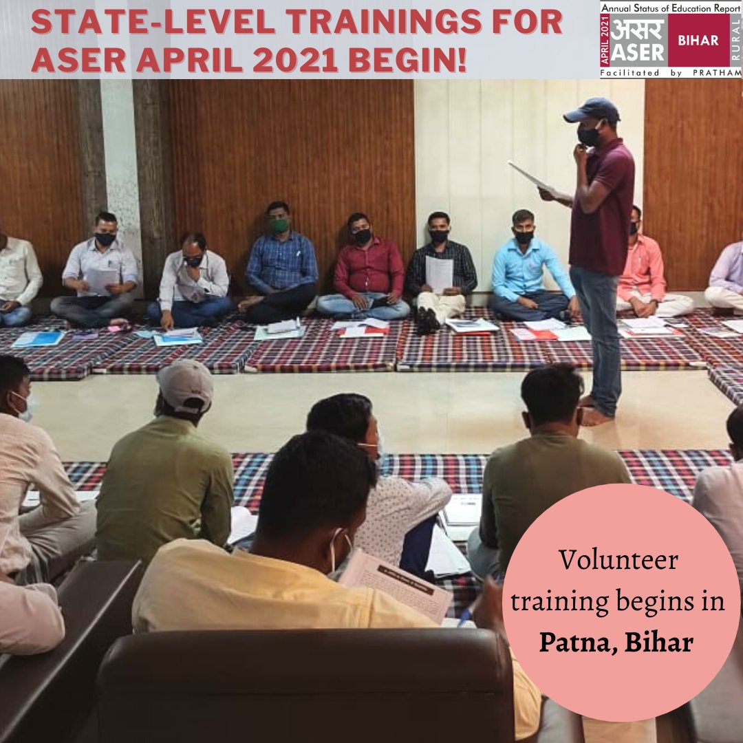 asercentre's tweet photo. #StateLevelTrainings for #ASERapril2021 have officially begun in Bihar and Karnataka!
Catch a few glimpses from the training below.
.
.
.
#ASER #FoundationalLearning #learninglevels #schooleducation #education #Bihar #karnataka https://t.co/0lU4m4fuhl