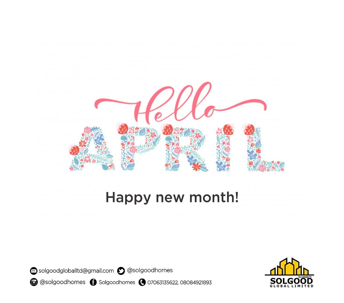Solgoodhomes's tweet photo. May this month and every other month after be full of gladness, laughter, love and pleasant surprises.
Happy new month special people.
#dearapril #aprilwish #AprilFoolsDay #monthofapril
#NewMonth #RealEstate #StaySafe #COVID19 #instagood #PositiveVibes
#solgoodhomes https://t.co/CPhblfMaiG