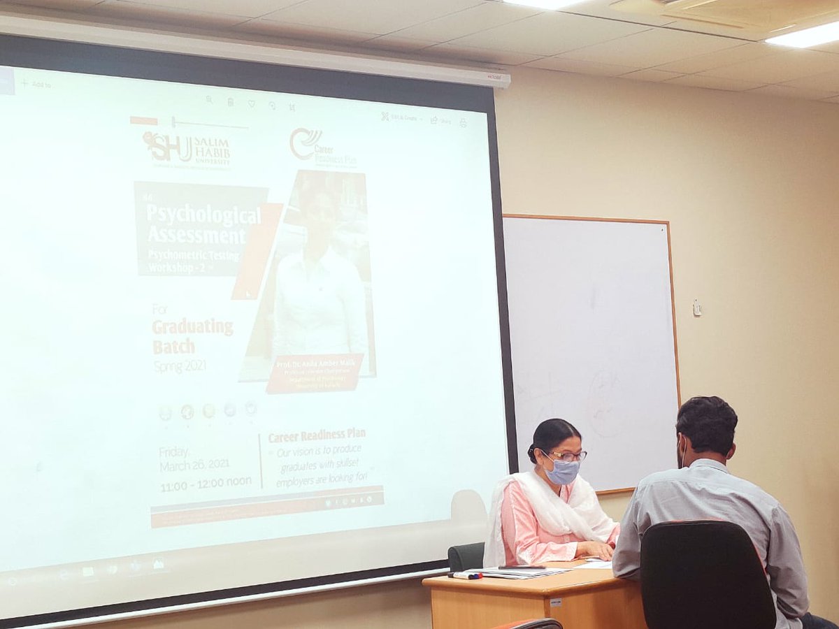 SHUPakistan's tweet photo. #SHU had 2nd Psychometric Testing Workshop, for #graduatingbatch #Spring2021 student profile on Fri, 26 March. The session is "#Career Readiness #Plan" - aiming to produce a skillset employers look for.
Conducted by Prof. Dr. Anila Amber Malik, Dept. of Psychology, KU
#CRP https://t.co/8ecBFsU5Kq