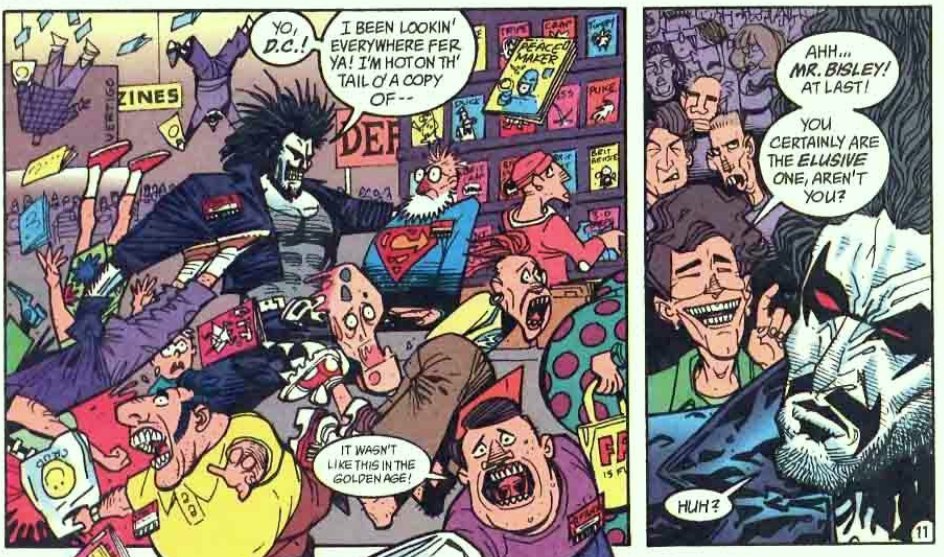 @docvalentine Writers took digs at it every now and then, there was an SDCC convention special where he gets mistaken for Simon Bisley and dragged around to sit on panels and do portfolio reviews 