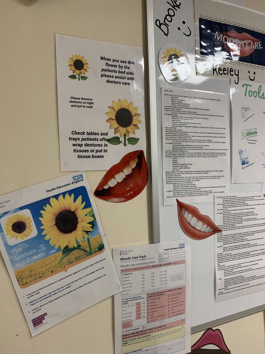 Well done Brooke, keeley &amp; Megan.. here is our mouthcare board brightening up the ward 👄 👏🏽