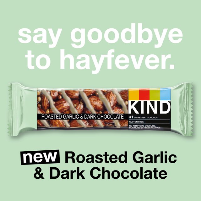 KINDSnacksUK's tweet photo. ๐จ NEW FLAVOUR ALERT๐จ
What does snacking, hayfever and garlic all have in common? Meet our newest flavour ROASTED GARLIC & DARK CHOCOLATE to find out!
#givegarlicatry #newflavouralert #favduo #dothekindthing https://t.co/ucSiI18nAd
