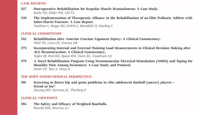 KThorborg's tweet photo. @IJSPT Issue 2: Editorials, Systematic Reviews, Case Reviews and Clinical Commentaries, Viewpoints and @IntFSPT Perspectives. Everything from Hamstring tendinopathy, groin screen, ACL rehab and therapeutic alliance and 23 original papers https://t.co/84bAbDNje8 #noaprilsfool https://t.co/7GOG0P19JX