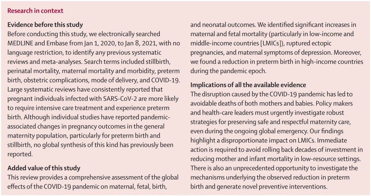 NEW—Pregnancy outcomes worsened during the #COVID19 pandemic worldwide, with an increase in maternal deaths, stillbirth, ruptured ectopic pregnancies, and maternal depression. 

New review of 40 studies from 17 countries in <a href="/LancetGH/">The Lancet Global Health</a>: hubs.li/H0KjyB70