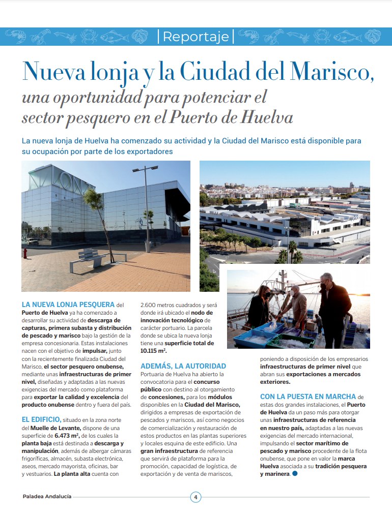 APHuelva's tweet photo. Con la puesta en marcha de la nueva lonja y la Ciudad del Marisco aportamos unas infraestructuras de referencia en nuestro país, adaptadas a las exigencias del mercado internacional, impulsando el sector pesquero onubense🐟 🦐.
Os dejamos reportaje de Paladea Andalucía 📰⬇ https://t.co/TAkszQLOWB