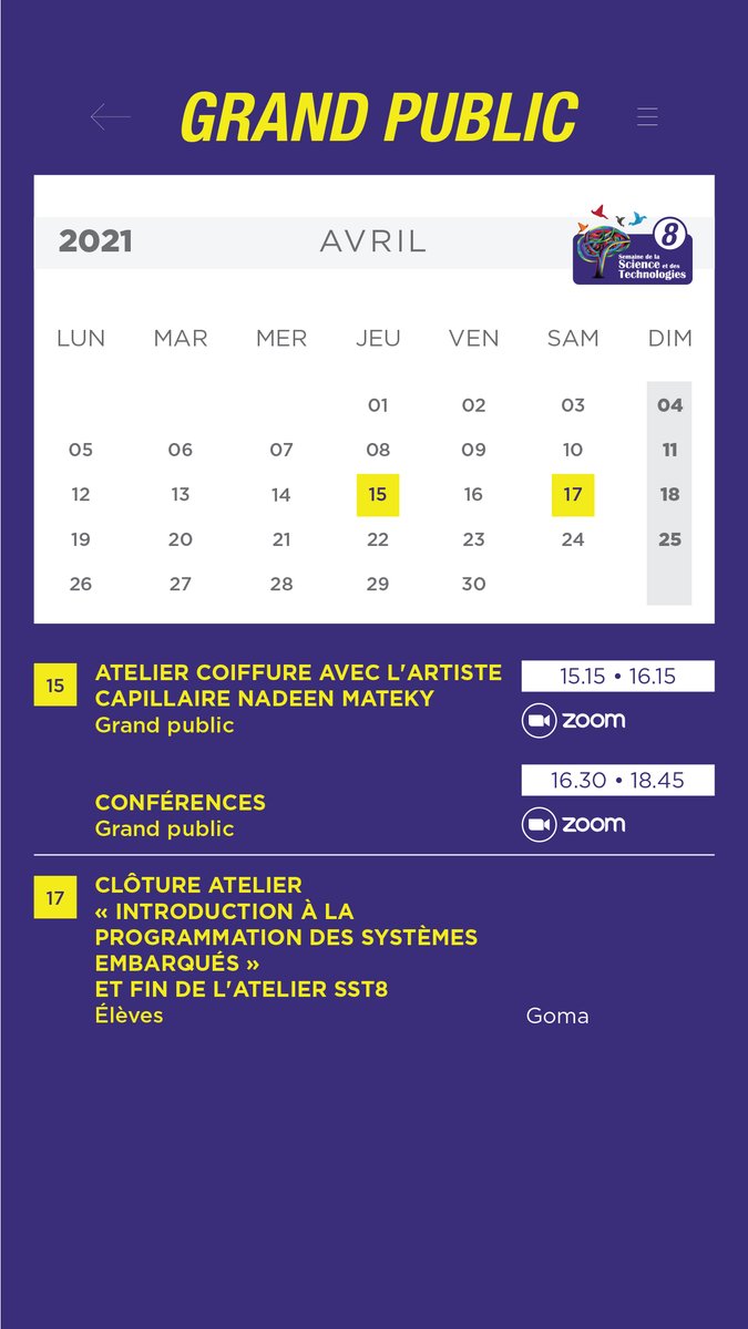 ScienceRDC's tweet photo. Aujourd'hui, débute le Mois des Sciences et des Technologies en #RDC avec la 8e édition de la #SST8. Voici le pgm. Les activités sur invitation seront diffusées sur YouTube et les liens ZOOM seront partagés ici
@stemdrc @EducTV2 @MinistereEPST @UNESCOKinshasa @peqpesu https://t.co/5YQbi1wEP7