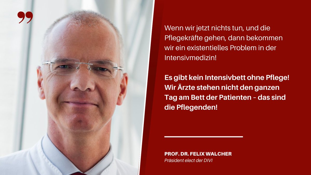 „Es gibt kein Intensivbett ohne Pflege!“ 
DIVI und <a href="/DGF_eV/">DGF e.V.</a> veröffentlichen Stellungnahme zur Stärkung und Zukunft der #Intensivpflege, denn Pflege ist #nichtselbstverstaendlich.
#Pflegenotstand #Intensivstation