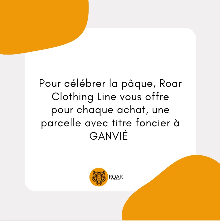 RoarLine's tweet photo. Nous sommes heureux de vous annoncer que pour chaque achat, @RoarLine vous offre gratuitement une parcelle avec titre foncier à GANVIÉ

Ne manquez pas cette occasion unique. RDV sur notre stand à EREVAN jusqu'au 15 Avril

☎ +229 96115793

@229People #marque #style #poissondavril https://t.co/ApOMsyBoM2