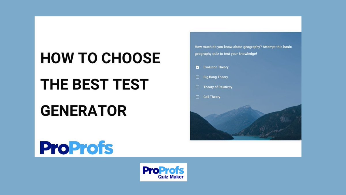 ProProfs's tweet photo. Wondering how to choose the best test generator that meets your organizational needs?

Check here: https://t.co/GUR5LkERCn

#ProProfsQuizMaker #QuizMaker #engagement #onlinequiz #onlinequiz #brandpromotion #enterprisequiz #testmaker #testcreator #grading #automated #testgenerator https://t.co/drcYss6Wfc