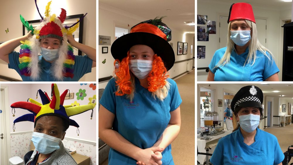 GracewellHealth's tweet photo. Team members working in the Memory Care Neighbourhood at #GracewellofSuttonColdfield dress up everyday for residents to enjoy. Here are some of the team in amazing outfits for Hat Day 👏 For more info on the home → https://t.co/RaGygmlZZL https://t.co/8Xbq86qweV