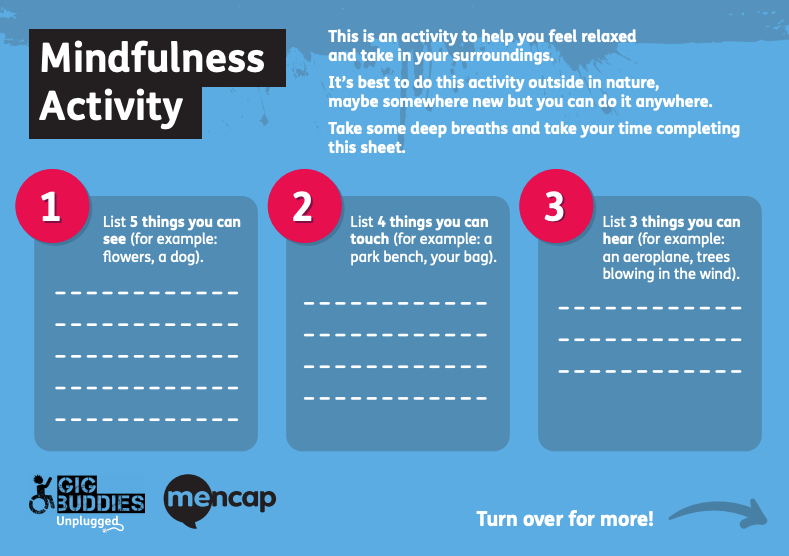 jwebUK's tweet photo. We absolutely love these #mindfulness activities from @mencap_charity and @gigbuddies. A great way to help you feel relaxed and take in your surroundings.

Get more #mindfulness activities here: https://t.co/CvLMmfq88N https://t.co/tbSdYOqu1d