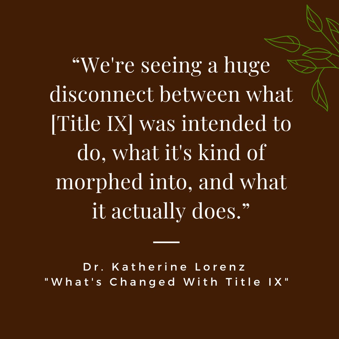 indeliblepod's tweet photo. "We're seeing a huge disconnect between what [Title IX] was intended to do, what it's kind of morphed into, and what it actually does.” - @DrKLorenz, “What’s Changed With Title IX” https://t.co/sg48LqnILm