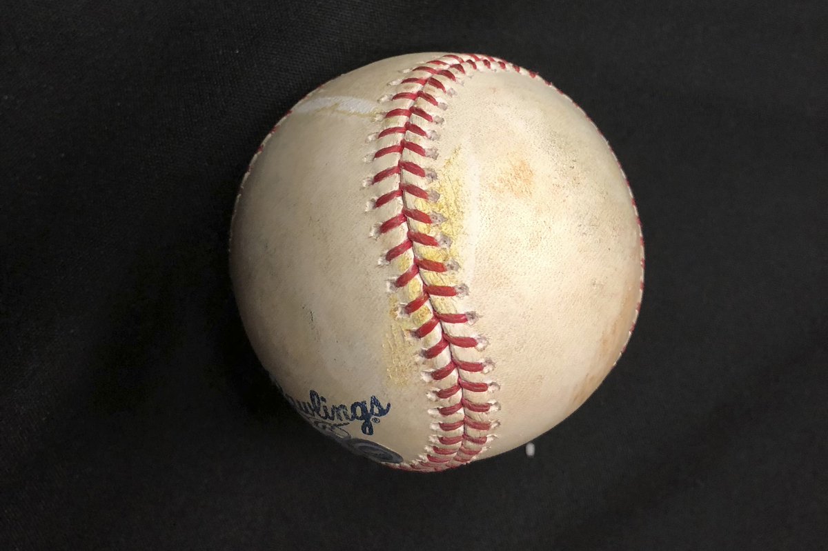 Happy Opening Day to Howie Kendrick’s Game 7 home run ball. You can see the yellow paint from the Minute Maid Park foul pole.