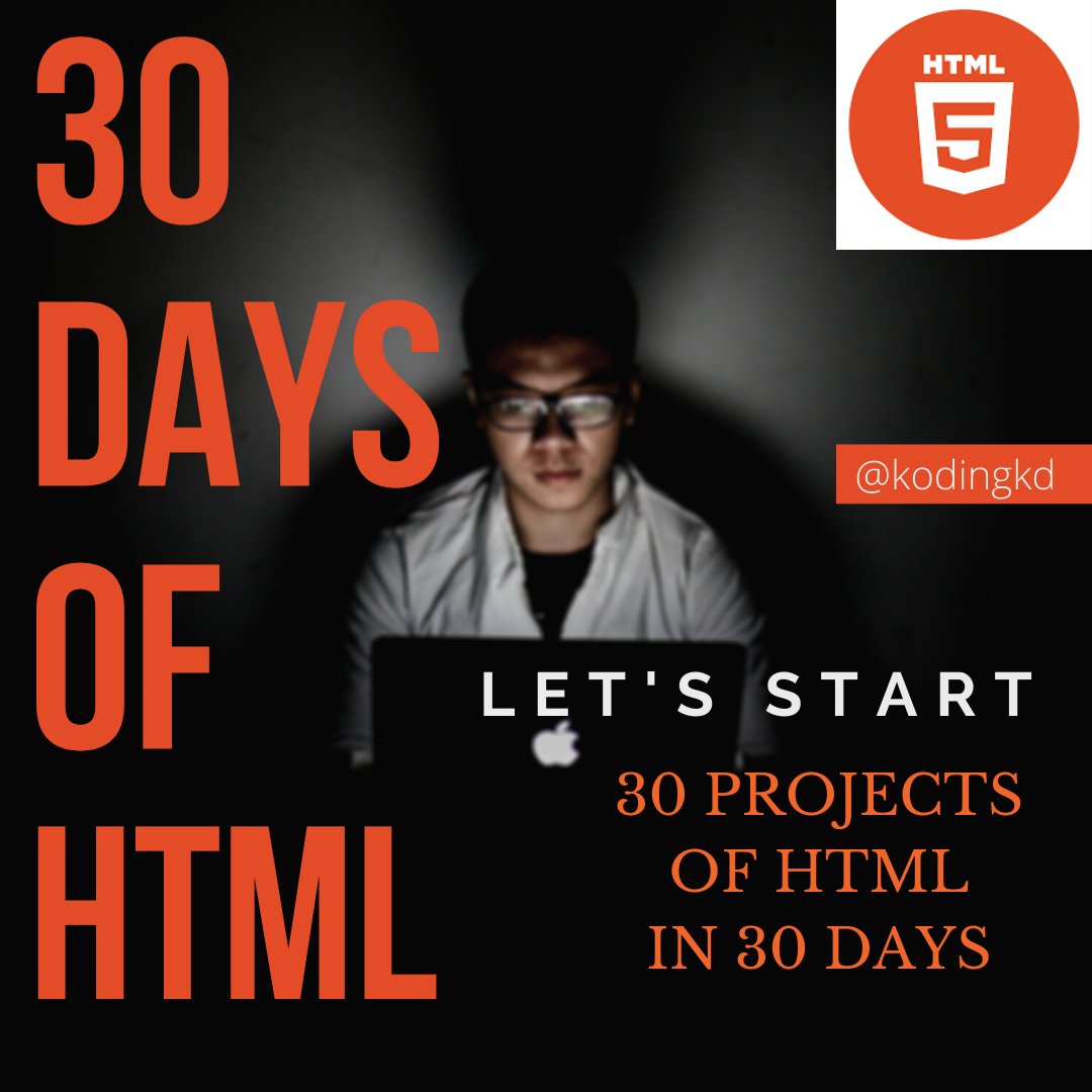 kodingkd's tweet image. Want to improve your HTML skills
Join 30 days of HTML program
.
.
.
30 HTML projects in 30 days
.
.
.
.
#html #css #javascript #programmer #programming #html5 #css3 #webdevelopment #webdeveloper #development #frontenddeveloper #backenddeveloper #fullstackdeveloper #webprogrammer