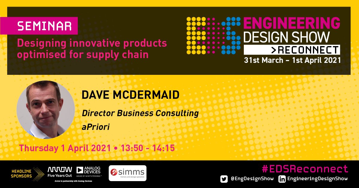 EngDesignShow's tweet photo. Next up! ‘Designing innovative products optimised for supply chain’. Get expert advice from Dave McDermaid, @aPriori_Inc #EDSReconnect

Find out what are the key principles that #design teams can adopt to make cost and supply-conscious decisions: https://t.co/L1XVo4VgdG https://t.co/zOKwafpvpR
