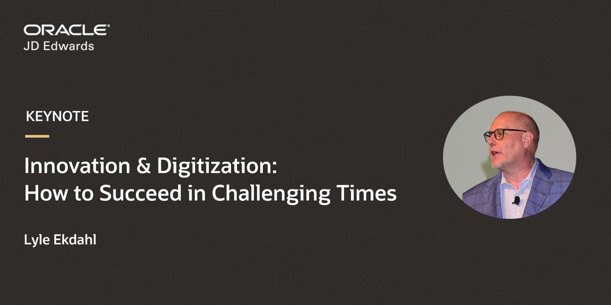 OracleJDEdwards's tweet photo. How to Succeed in Challenging Times: Innovation &amp; Digitization. Keynote session by @lyleekdahl, Senior Vice President Product Development #JDEdwards and more sessions at #INFOCUS 21 Envision. Have you registered? https://t.co/BN7j7vYMpH https://t.co/ref4ZSRKcM
