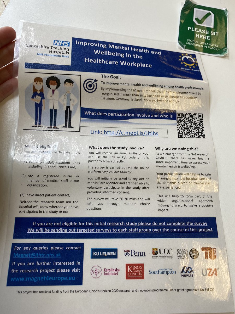 nicholaverstra1's tweet photo. Just had my last dose of the vaccine. Proud 2 b protecting family &amp; friends. Also happy 2 see the @Magnet4Europe posters whilst waiting.All @LancsHospitals qualified nurses, dr’s &amp; medical students on adult inpatient areas if you are here this week please complete whilst waiting https://t.co/QQohQbbp2l