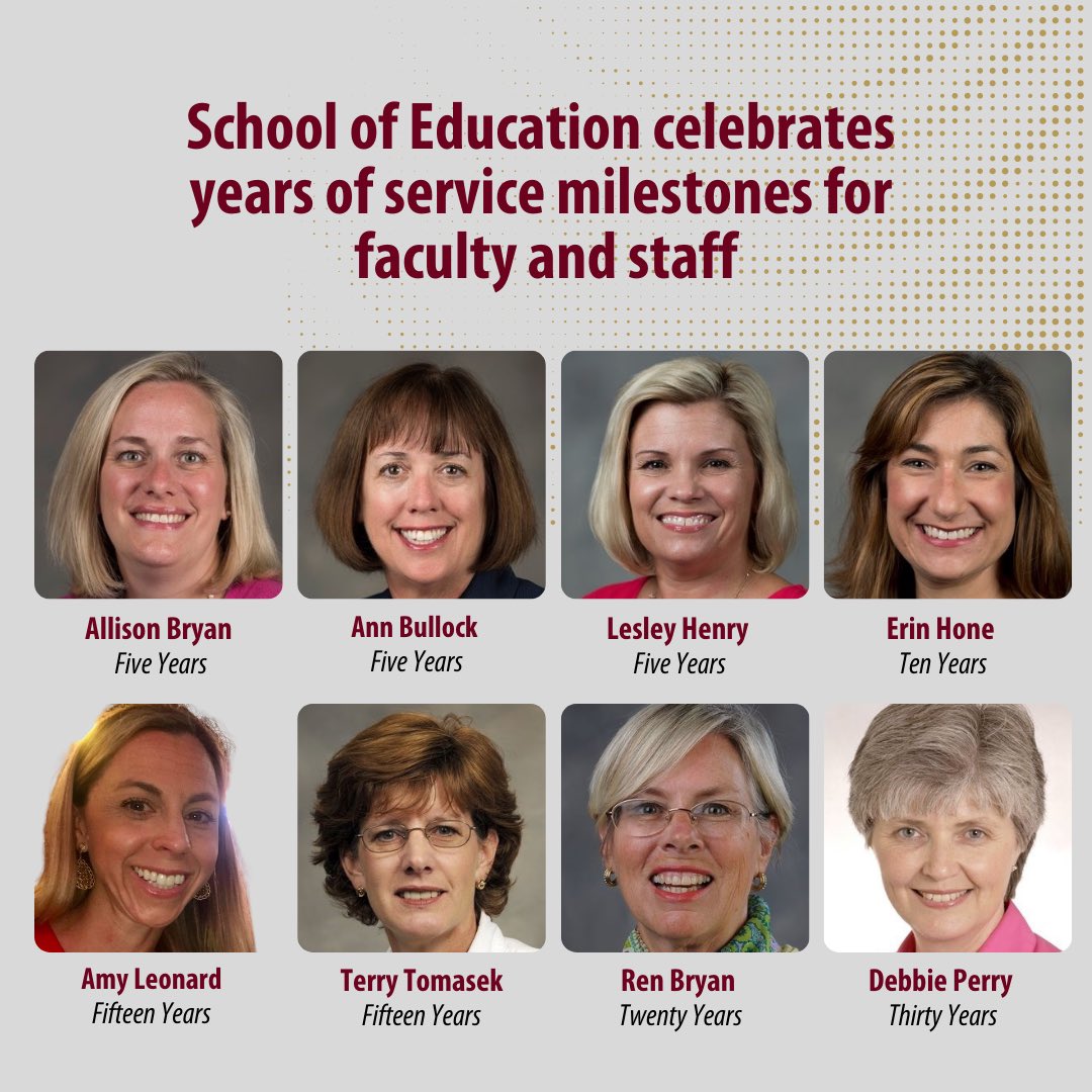 The School of Education would like to recognize and celebrate our faculty and staff who marked special milestones in their service to the university this year. In addition, Teacher Education faculty member Gerald Knight is celebrating 15 years of service to the university.