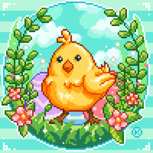katamarikitty's tweet photo. 🐤🐤🐤 🎶
.
#pixelart #babychick #HappyEaster2021 #pixelartist #gameart #cute #spring https://t.co/39jxqIurHx