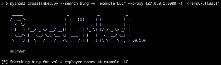 m8sec's tweet photo. Working on a couple new features for #crosslinked but mostly just adding+perfecting the ASCII art!! #opensource #Python https://t.co/xS8v1TzMuW