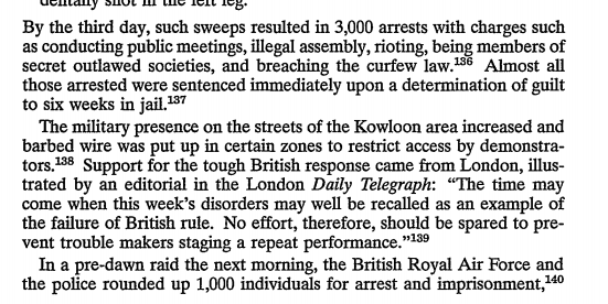 Mass arrests and an unrepentative legal system allowed for a brutal crackdown on those who dissented against Britsh rule.