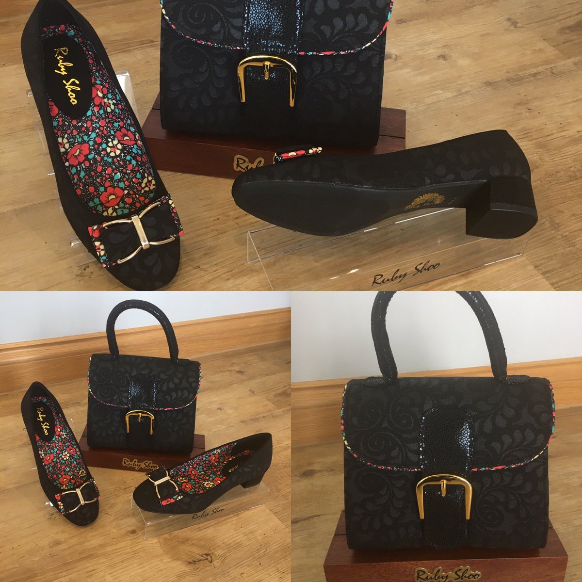 Brand new in box June in noir, size 4. £32. Matching Riva bag £30. £3.50 UK p&amp;p #rubyshoo #veganshoes #bags #handbags #shoes #shoos #floral #pinup #rockabilly #vintage #loveshoes