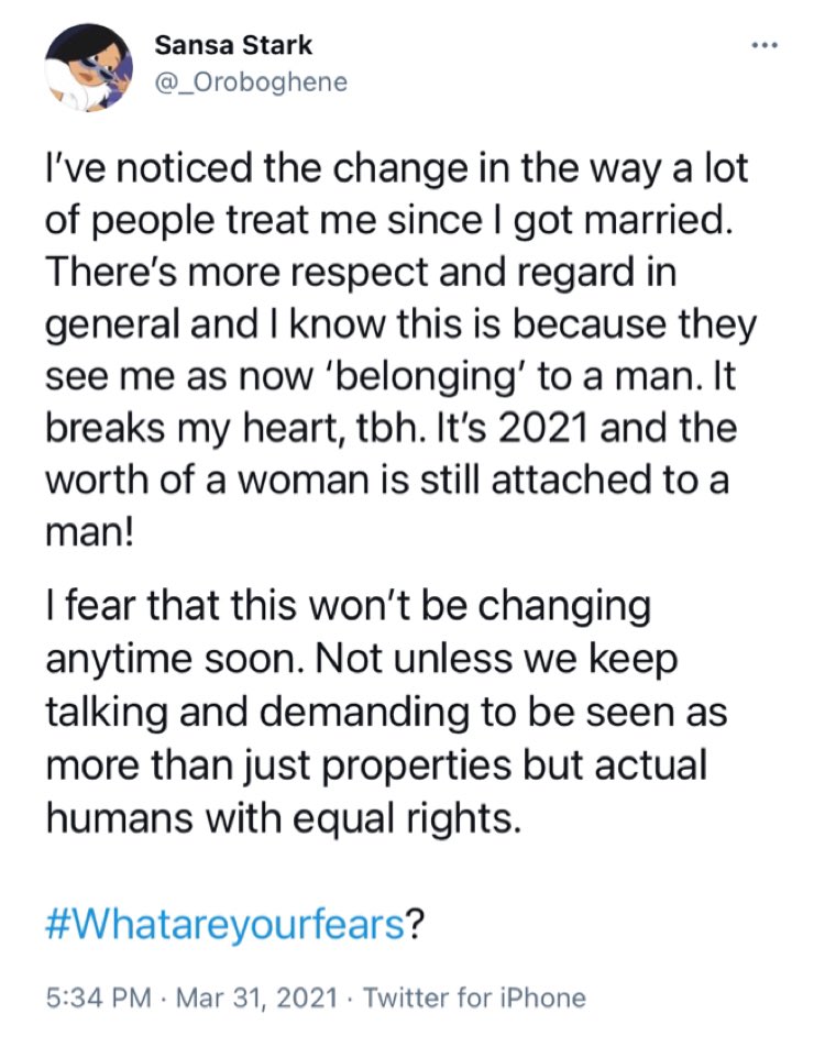 joeydapoet's tweet photo. #Sansa Sometimes we men just like looking for trouble Lol. single Ladies and mothers will be turned down by landlords bcos "they are single'... some restaurants even do. Weve practically seen ladies being saved from assault bcos "if no be say you be person wife" but yall still w https://t.co/5B2GDOF53B