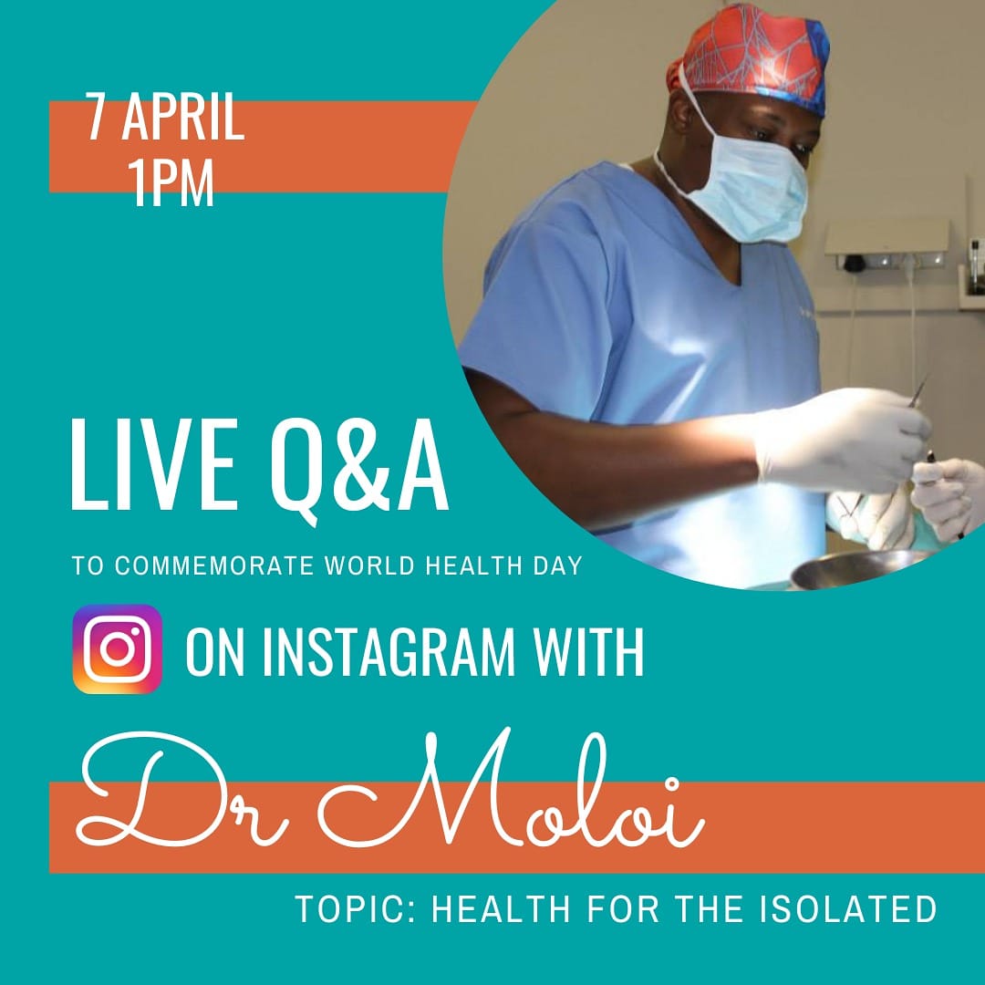 FlyingforLife1's tweet photo. Join us on the 7th of April as we discuss Health for those in Isolation 🛩️ We are excited to have Dr Moloi @drmoloidental joining us for a LIVE chat on IG (@ffl_sa) See you soon! ✨ #lifeinisolation #healthcare #healing #isolation #community #livestream #live #interview #qna https://t.co/eliiEI3aMM