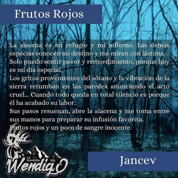 LaGuaridadelW's tweet photo. ¡Buenas, Wendigos!
Hoy para la sección de #microinfusion os traemos el original #microrrelato de nuestra hermosa @jancev_
¿Os gustan los frutos rojos?; ¿los probaríais en una infusión con toque personal?
#escritora #autora #lectores #queleer #cuento https://t.co/91NsYULv1p