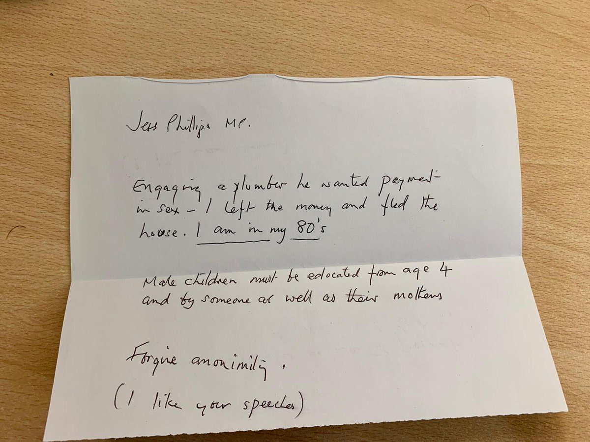 jessphillips's tweet photo. Just so people know that I don't just get hate mail, mostly I get letters like this one. This is not just an issue for young women and girls. https://t.co/D76up5S4D9