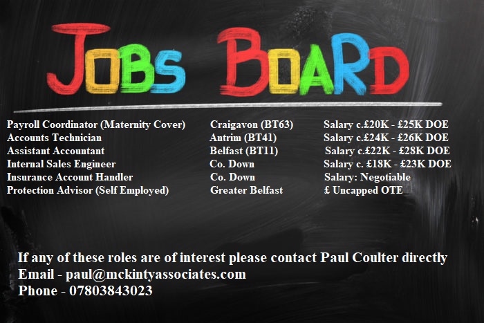 For anyone doing a little job hunting this Easter here is a list of some of our open roles for a full list please visit mckintyassociates.com 
#Jobs #jobsearch #recruitment #mckintyassociates