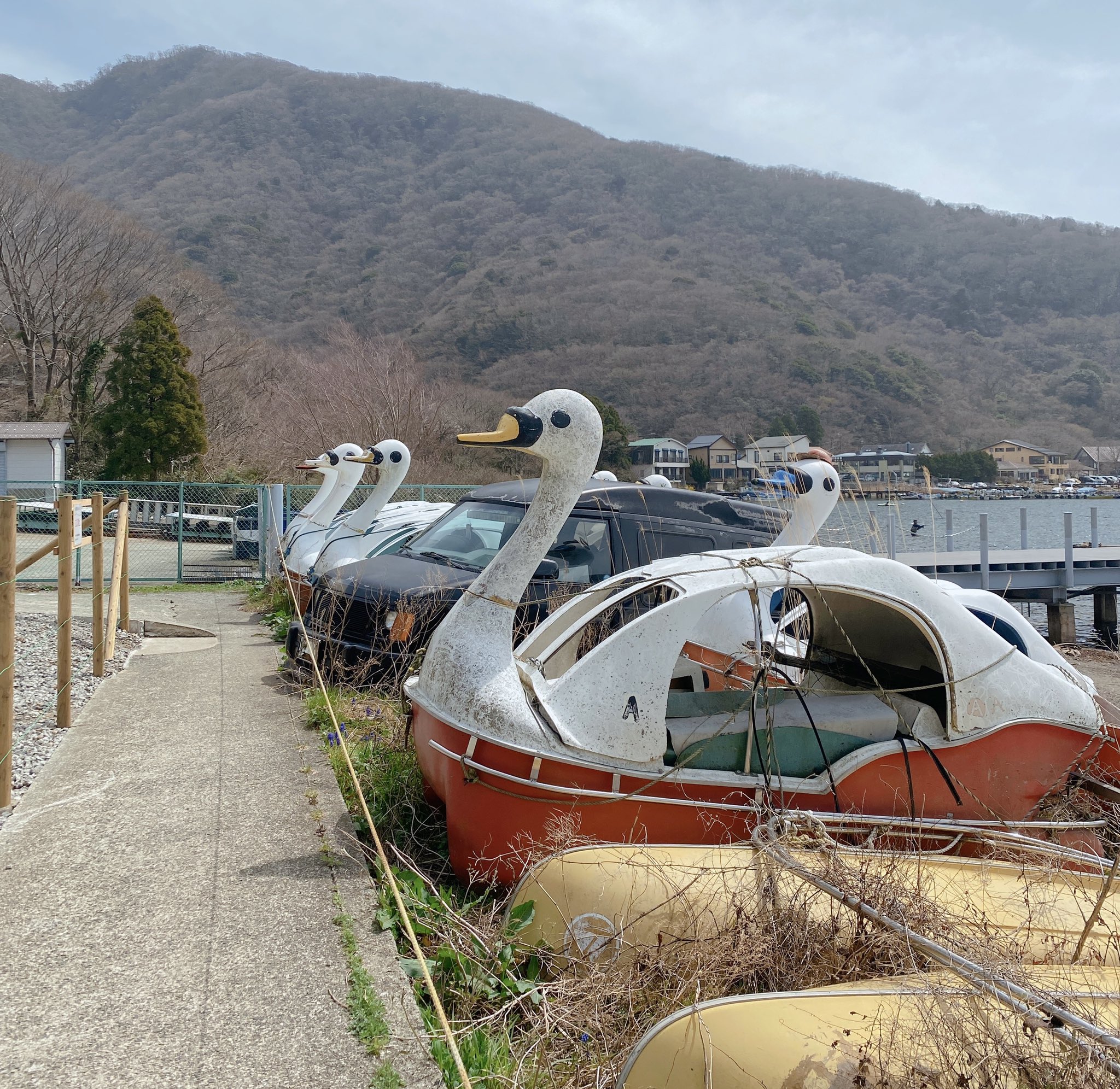 恐怖 箱根 芦ノ湖で役目を終えた スワンボート の再利用法が謎すぎるwww えのげ 恐怖 箱根 芦ノ湖で役目を終えた スワンボート の再利用法が謎すぎるwww えのげ