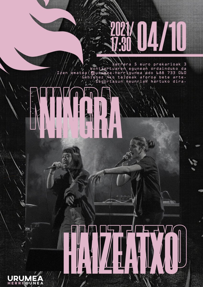 UrumeaGunea's tweet photo. Apirilaren 10ean Ningra eta Haizeatxoren kontzertua izango gurean! 

🚪Ate irekierak 17.00
🎵 Kontzertua 17.30
🎟️Prezioa 5 euro. Prekarioak 3.
📝Izen ematea: gure instagramean edo whatsappez 688733060 zenbakian. Taldekide kopurua (max. 4) edo ta behar bereziak zehaztu. https://t.co/vulmtaZB5j