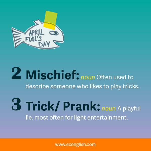 ECEnglish's tweet photo. April 1st is commonly known as April Foolโs Day in English-speaking countries. A day when people play funny tricks or jokes on friends, family and maybe even their colleagues! Just for fun of course. #ecenglishtips #learnEnglish https://t.co/SE7AGd3vRa