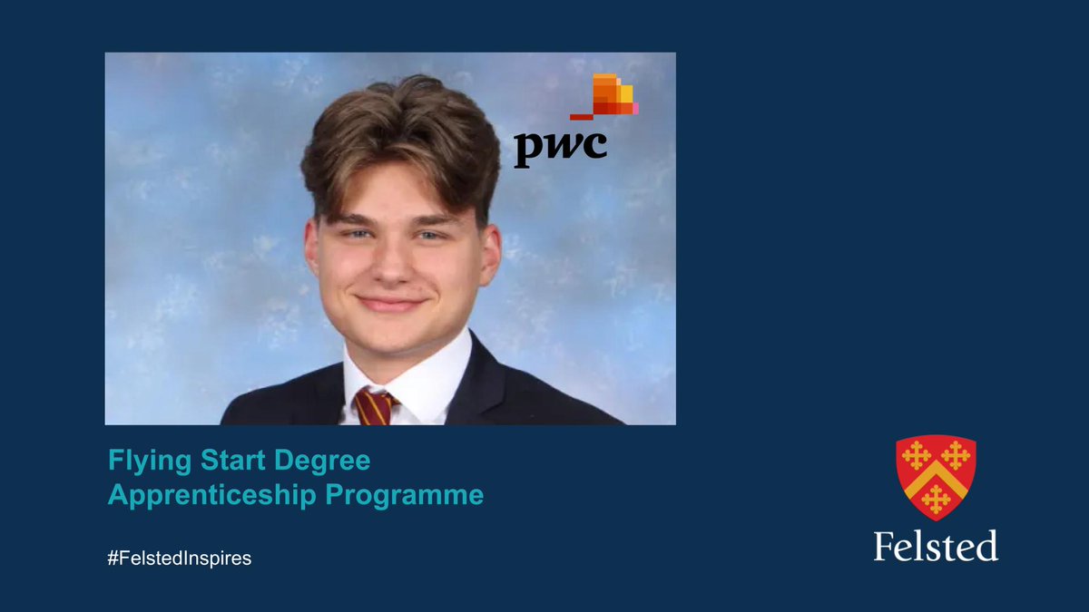 Archie P (Yr 13) has been accepted on to the @PWC Flying Start Degree Apprenticeship Programme via @uniofnottingham! Archie was successful in a long process of online assessments &amp; video interviews against 1000s of applicants. Learn more: bit.ly/FelstedArchie  #FelstedInspires