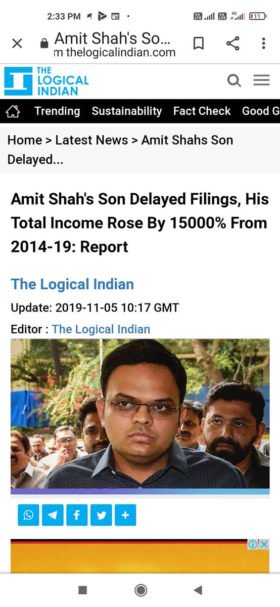 திரு.அமித்ஷா  குடும்ப வளர்ச்சி குறித்து ஒரு கேள்வி.உங்கள் அருகில் இருக்கும் உங்கள் மகனின் சொத்து எப்படி மத்தியில் பிஜேபி ஆட்சிக்கு வந்த  ஐந்து ஆண்டுகளில் 15,000 % உயர்ந்தது?பதில் சொல்லுங்கள்.