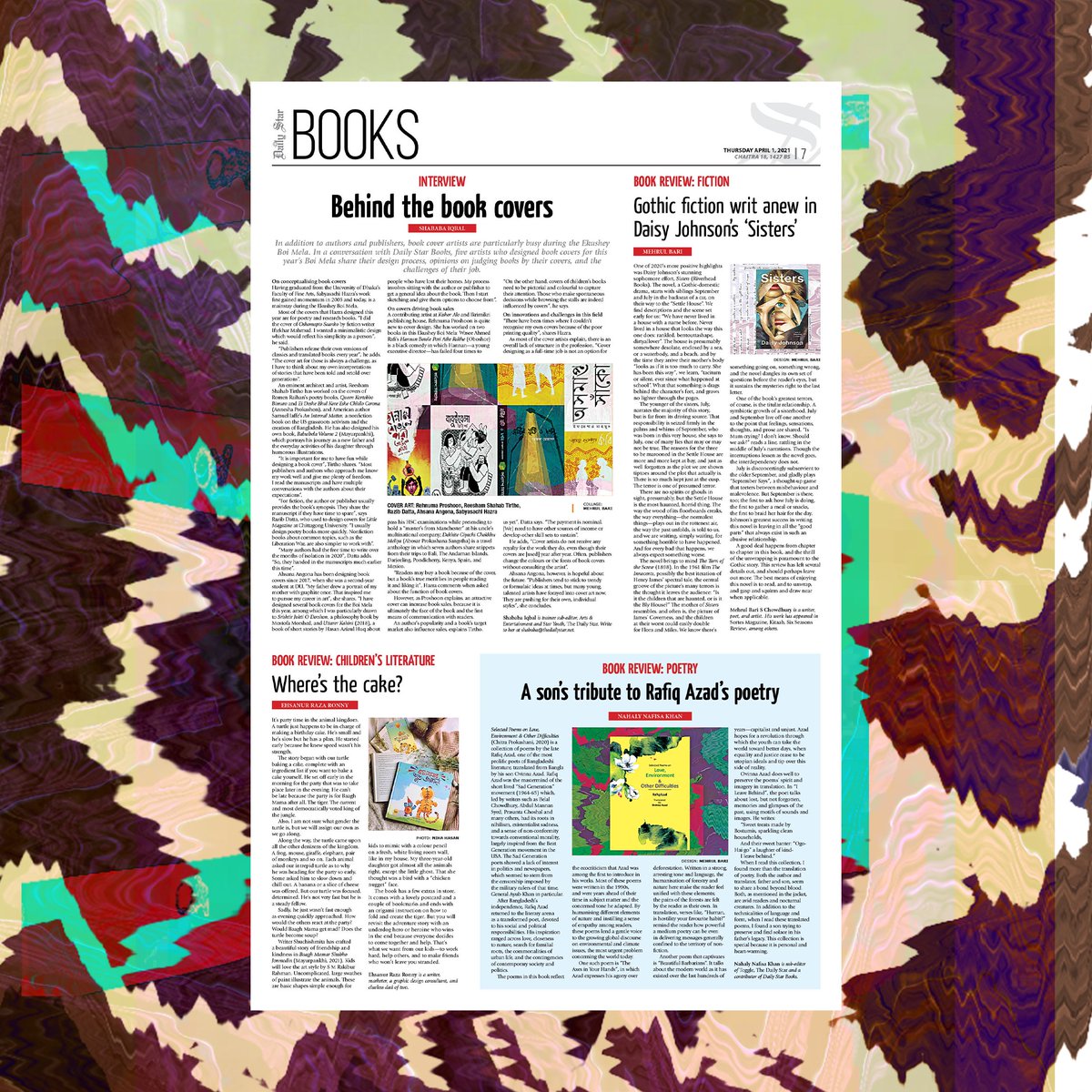 DailyStarBooks's tweet photo. On #DailyStarBooks today: reviews and interviews by Shababa Iqbal, @MehrulBari, @RazaRonny, and Nahaly Nafisa Khan.
Read here: https://t.co/HyVCPXWt07

@djdaisyjohnson @riverheadbooks @Mayurpankhibook @rehnumaproshoon #BookReview https://t.co/W5GB3OC7JZ