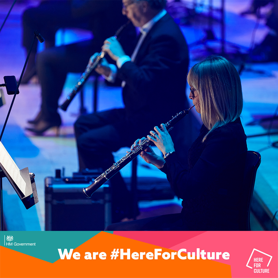 LPO oboes in concert with Here For Culture banner