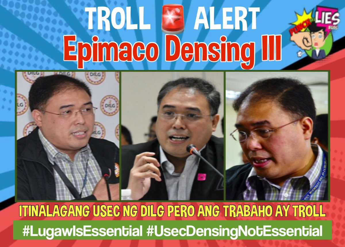 PunchTheLies's tweet photo. TROLL π¨ ALERT
Walang modo! Nakakahiya at nakakalungkot na ganitong klase ng opisyal ang nakikita ngayon ng mga kabataan. Napakababa! Hindi magandang ehemplo. #DensingNotEssential #LugawIsEssential #DensingResign https://t.co/pMVfxK7dFS https://t.co/ILdWeviYEM
