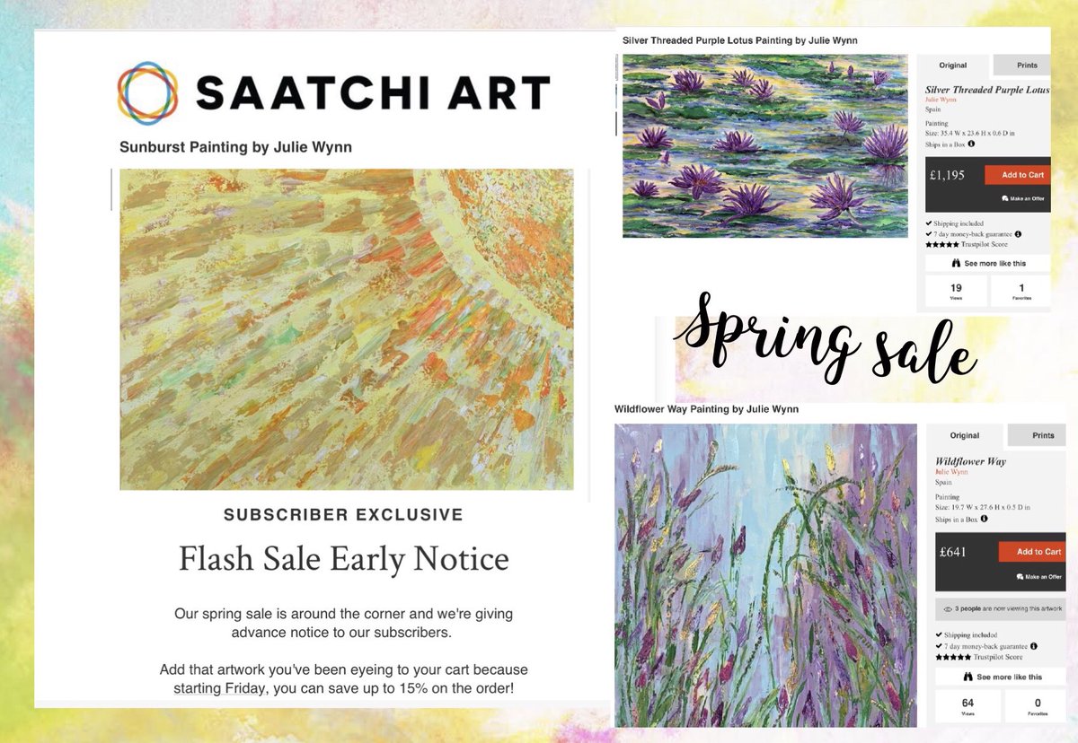 JulieWynnArt's tweet photo. ☀️Spring Sale savings on my Saatchi artworks from Friday 🌿
Subscribe and save up to 15% 🦋🌼 
https://t.co/D54ZaJyb0e https://t.co/lddjYDea2Z