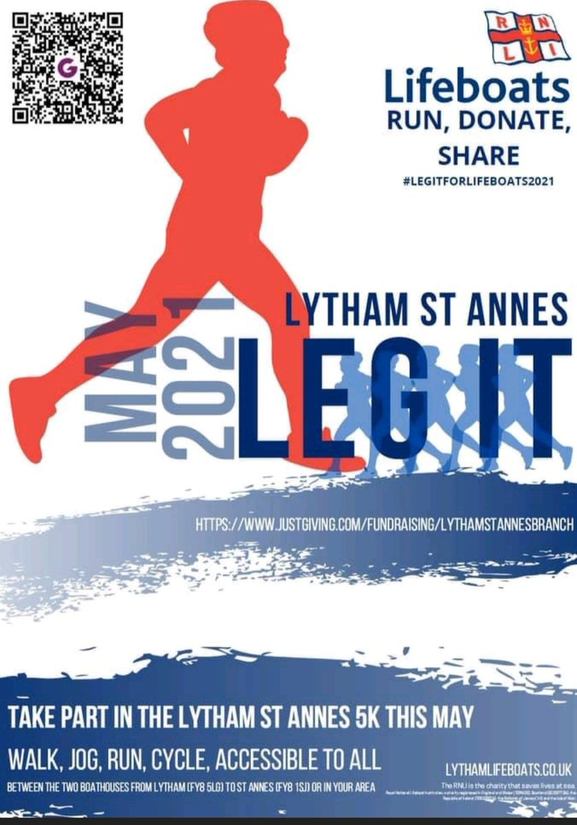 SportFylde's tweet image. This May is the Lytham St Annes Leg It for the Lytham Lifeboat event. Plenty of ways to take part whether you run, walk, jog or cycle