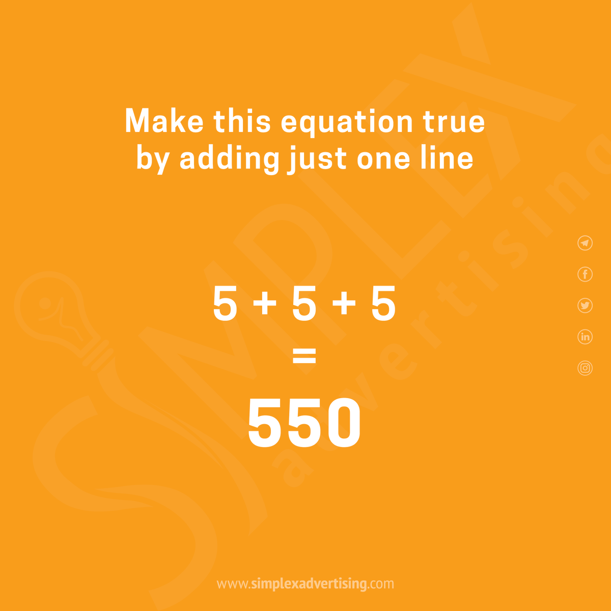 simplexadvert's tweet photo. Let's exercise our minds today. Take a crack at this interactive math puzzle and let us know what the answer is.

#simplex  #game https://t.co/eehVLHu9mk