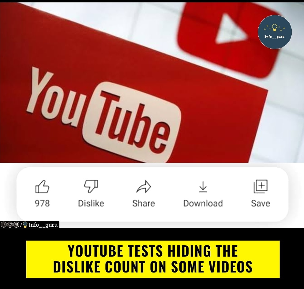 Infoguru9's tweet photo. YouTube is experimenting with hiding dislikes to protect creators’ well-being
#info__guru #youtube #youtubedislikes #youtubedislikecount https://t.co/48HXXV9DPD
