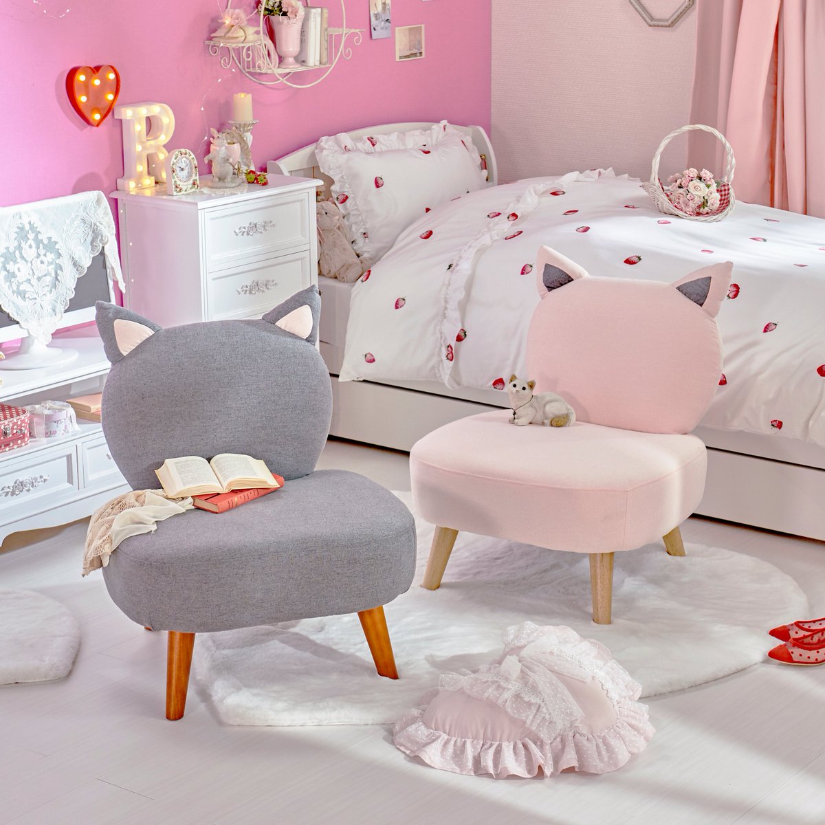 𝐑𝐨𝐦𝐚𝐧𝐭𝐢𝐜 𝐏𝐫𝐢𝐧𝐜𝐞𝐬𝐬 ロマプリ 可愛い動物モチーフの1人掛けソファ ぴょこんとお耳がキュートさを引き立てる ピンクとグレーの2カラー 脚を取り外せばロータイプとしても T Co J1nc4kjz3j 21 780 うさぎ T