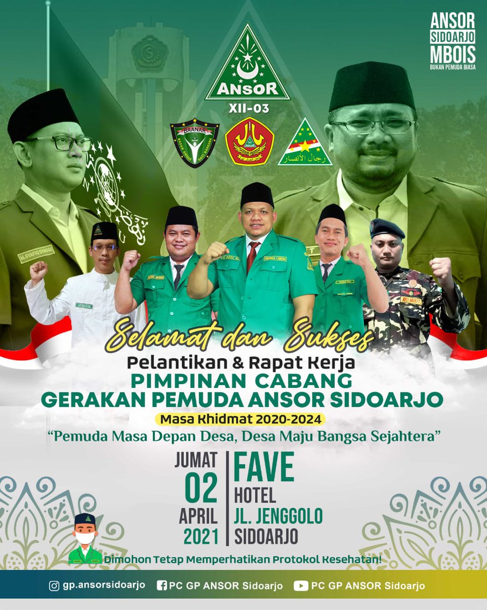 IsalStar9's tweet photo. 'Selamat &amp; sukses , Pelantikan &amp; Rapat Kerja PC GP ANSOR Sidoarjo, masa khidmat 2020-2024'

#gp.ansor
#ansorjatim
#ansormbois
#ansorsidoarjo
#ansorsidoarjombois https://t.co/1EnzJFLtqI