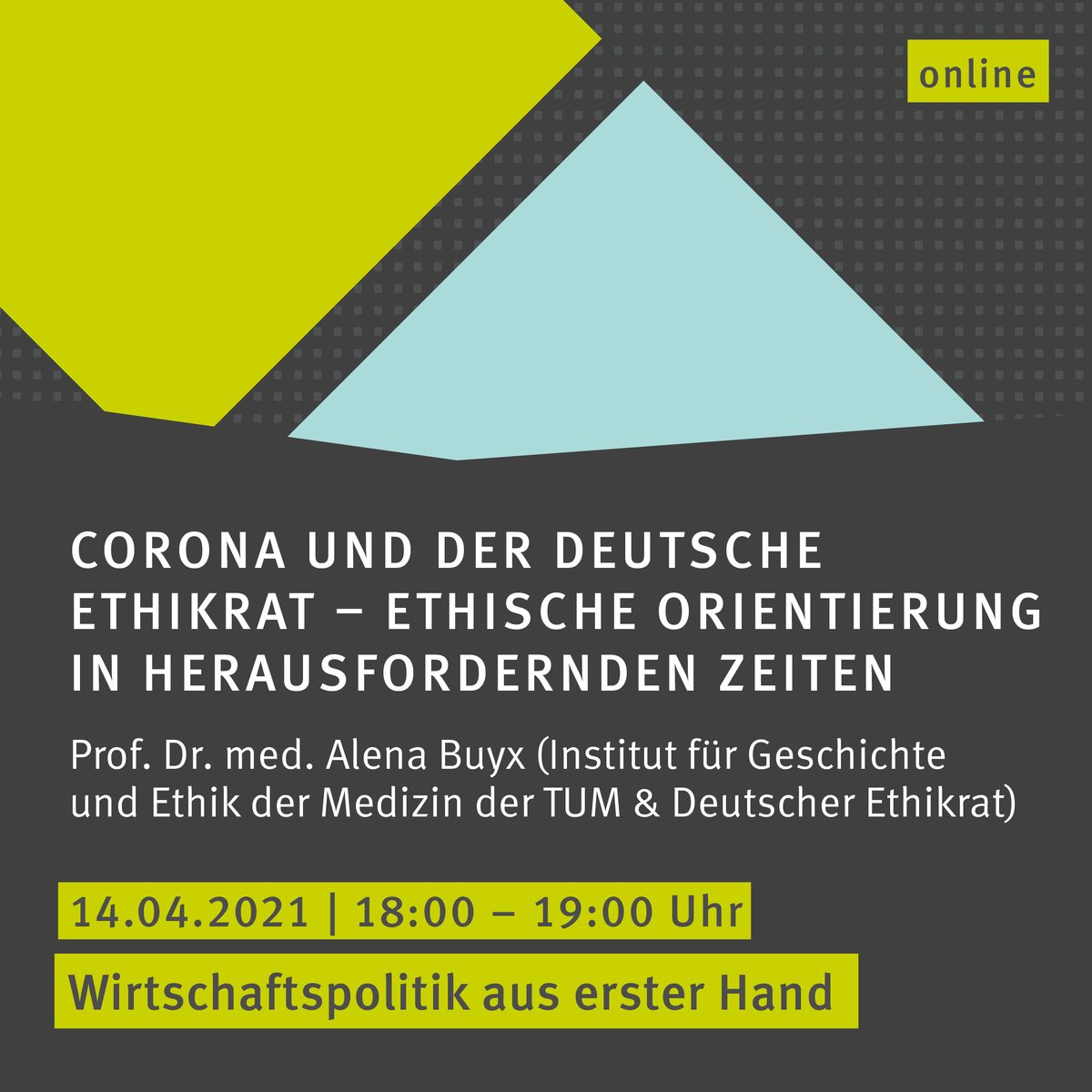 ZEW's tweet photo. #SaveTheDate: Digitales #WirtschaftspolitikausErsterHand mit #ZEW-Präsident @AchimWambach & @alena_buyx @ethikrat
zur #CoronaKrise am 14.04.2021 | 18–19:00 – #ZEWEvent via Livestream ohne Registrierung unterstützt vom ZEW–Förderkreis ▶https://t.co/jNC031htfw https://t.co/IbCFcCYz6N