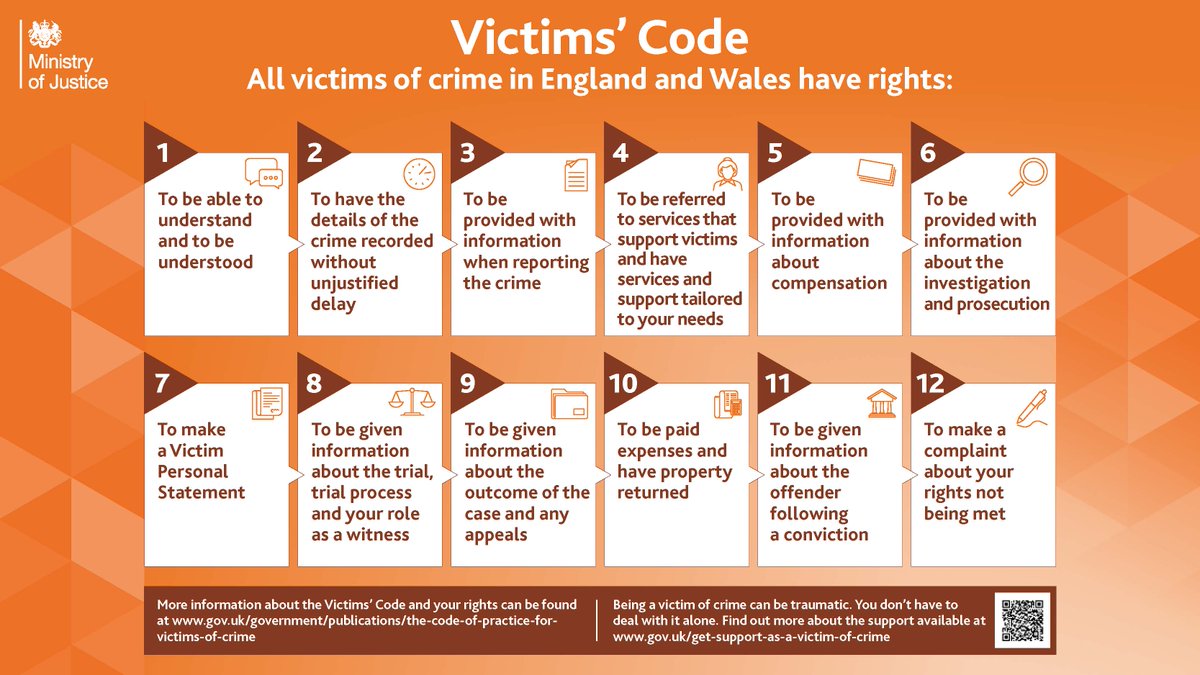 This ain't no #AprilFoolsDay announcement, its far too important! Today, the new #VictimsCode comes into effect in the UK. These 12 rights are well set out and should provide some much-needed clarity for victims and victims’ services. #VictimsCommissioner #MinistryOfJustice