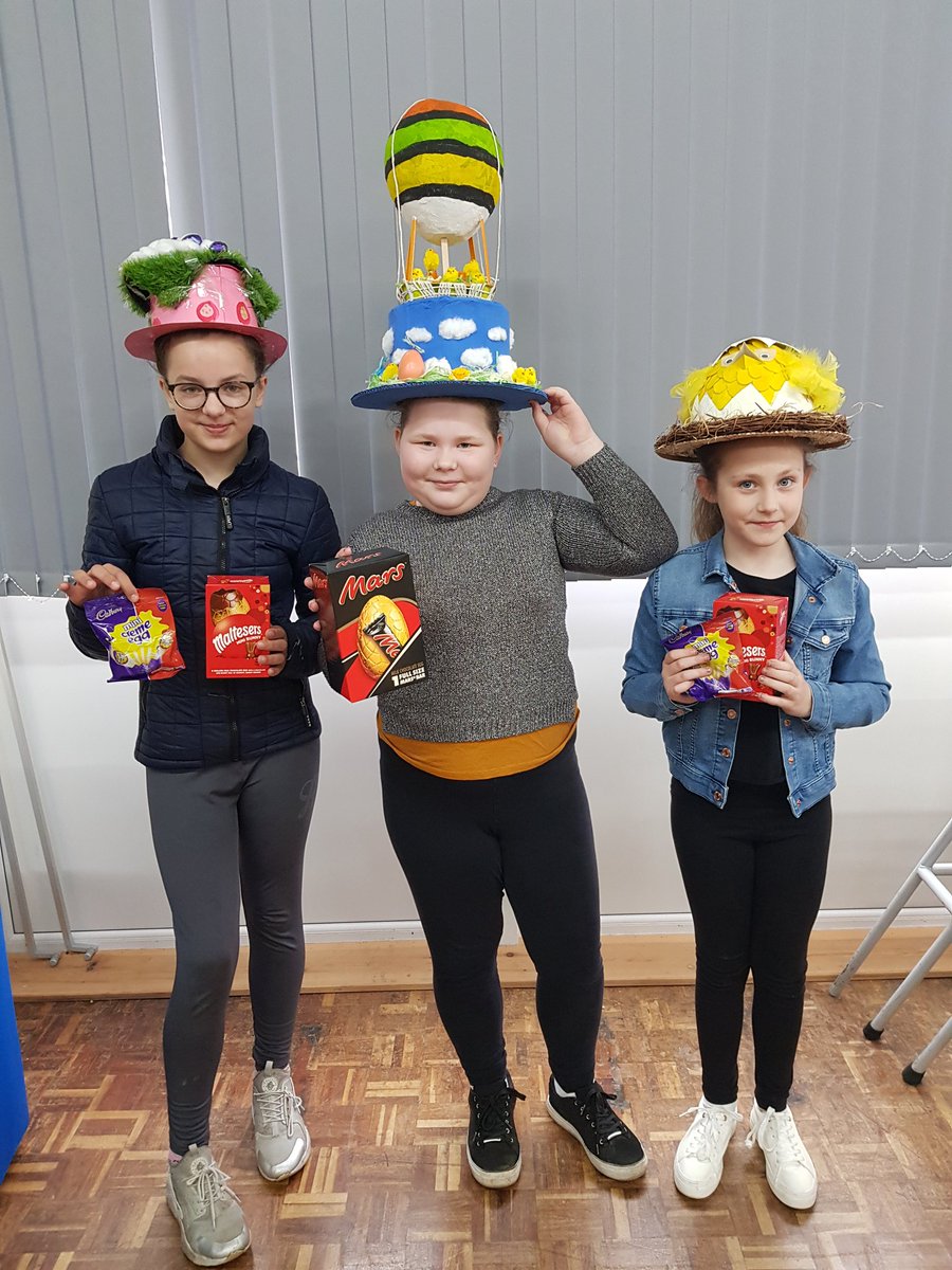 HMillSchool's tweet photo. Congratulations to the Team 6 winners of the bonnet competition AM, RJ & MP, and the hamper raffle MA! #lotsofchocolate 🍫🐰 https://t.co/DBuKNls0Xt