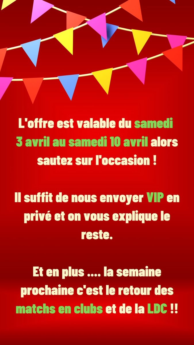 PronosSlay's tweet image. Jusqu’à vendredi pour t’inscrire dépêche toi ! Envoie nous VIP en privé !
#foot#football#pronos#prono#ldc#twitter#macron#confinement