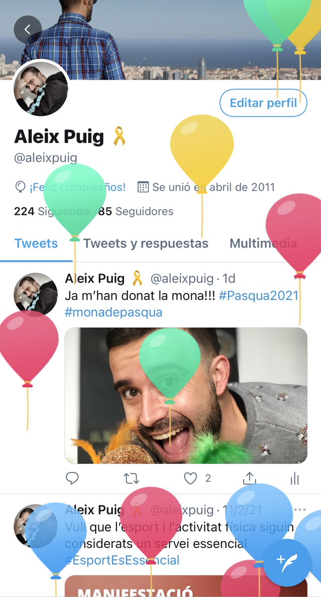 aleixpuig's tweet photo. Twitter també em felicita jejeje 😜 https://t.co/Nj6j2F0Lmw